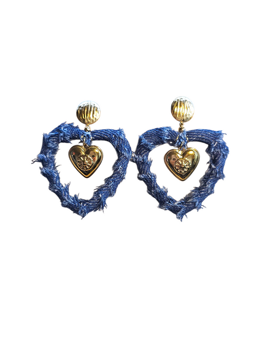 Boucles d’Oreilles cœur jeans