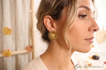 Boucles d'Oreilles Clips Marguerite Dorée Acier Inoxydable