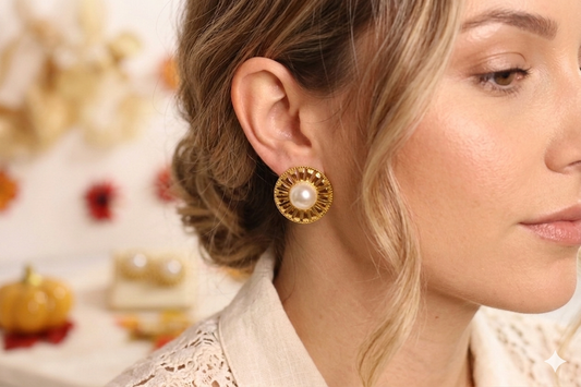 Boucles d'Oreilles Clips Rétro Chic  Acier Inoxydable & Perle