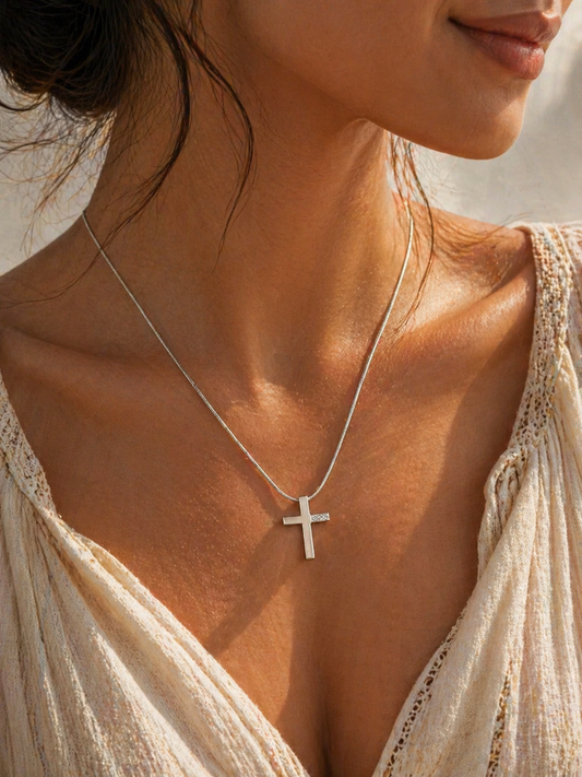 Collier Raquel Croix Argenté