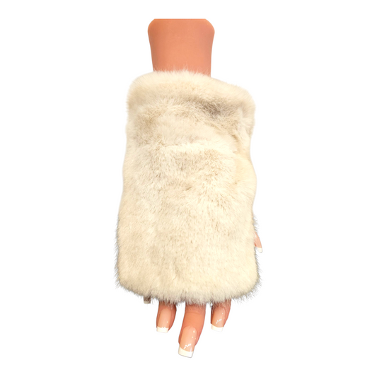 Mitaines en fausse fourrure blanc cassé
