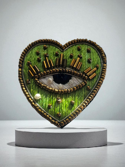 Broche Cœur Mystique vert