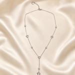 Collier Cœurs argenté en Y en acier inoxydable