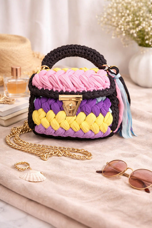 Sac crochet multicolore