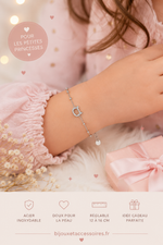 Bracelet enfant Chat en acier inoxydable  12 à 16 cm