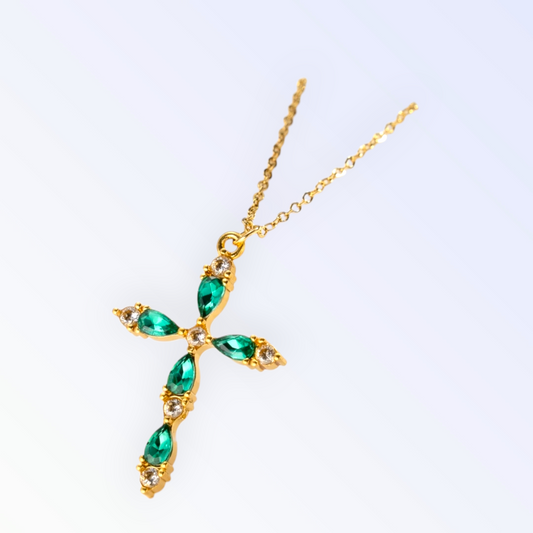 Collier Croix Cristal Doré
