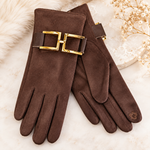 Gants femme Élégance à boucle dorée  Marron ou Kaki