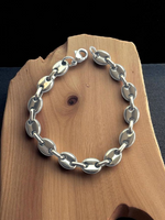Bracelet grains de café argenté moyen