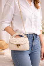 Sac crochet blanc cassé