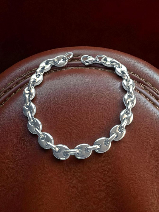 Bracelet grains de café argenté