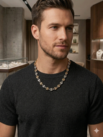 Collier Grain de Café Bicolore en Acier Inoxydable (Largeur 10 mm)