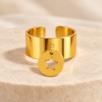Bague Étoile pendante réglable en acier inoxydable doré