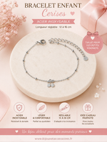 Bracelet enfant Cerises en acier inoxydable 12 à 16 cm
