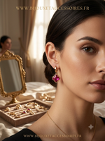 Boucles d'Oreilles Trèfle en Acier Inoxydable & Cristal
