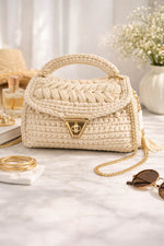 Sac crochet beige