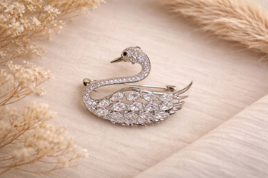 Broche cygne argenté