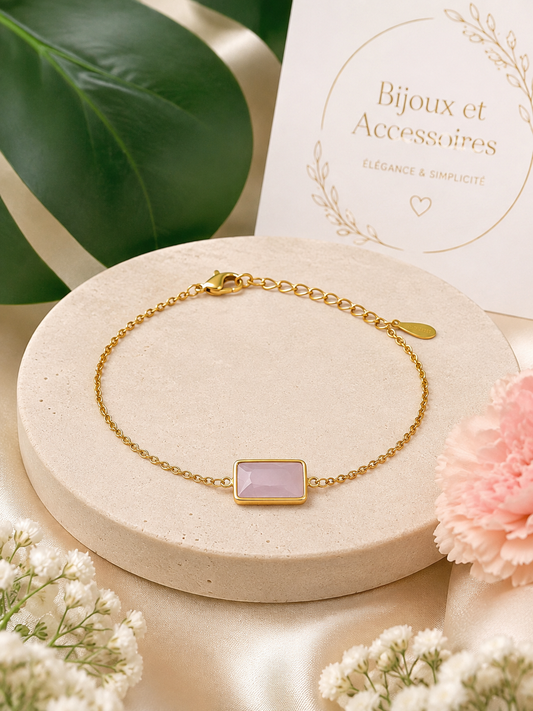 Bracelet Dublin en acier inoxydable et nacre  16 à 19 cm