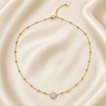 Collier enfant Petit Cercle scintillant en acier inoxydable doré