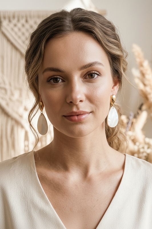Boucles d'Oreilles "Larmes de Nacre"  Style Bohème Chic