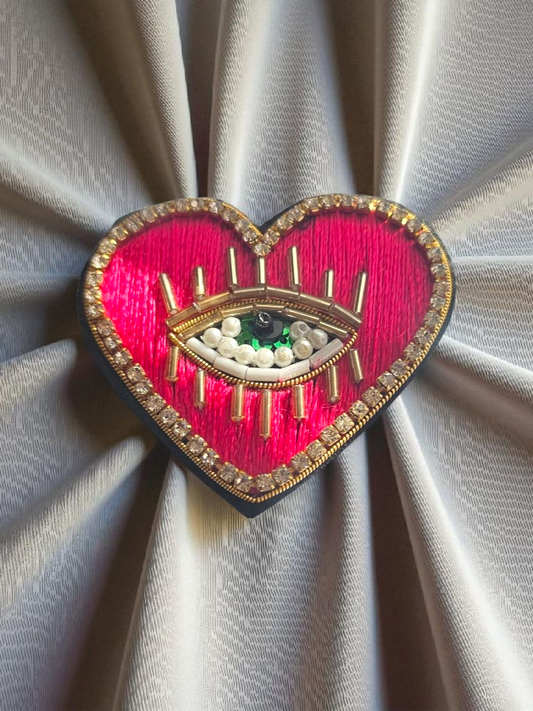 Broche Coeur Mystique fushia