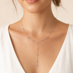 Collier Trèfles argenté en Y en acier inoxydable