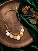 Collier Plastron en Acier Inoxydable  Médaillons Dorés (41 à 47 cm