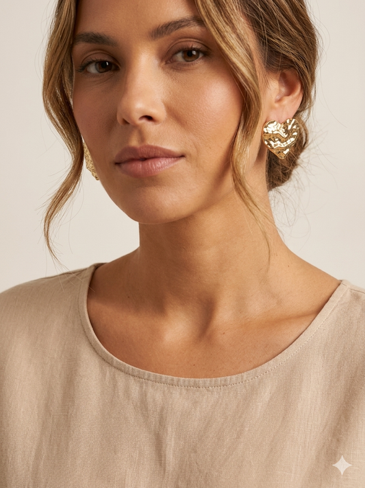 Boucles d’Oreilles Cœur martelé