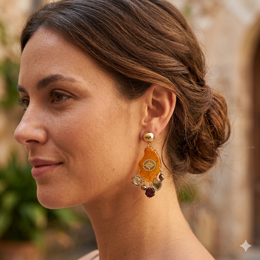 Boucles d'Oreilles Pendantes en Acier Inoxydable Style Bohème Chic