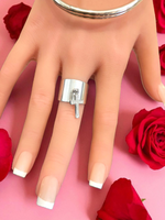 Bague Argenté croix strass