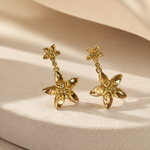 Boucles d’oreilles Fleurs dorées en acier inoxydable 3 cm