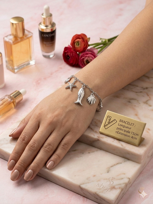 Bracelet Charms Marines en Acier Inoxydable (Collection Océan)