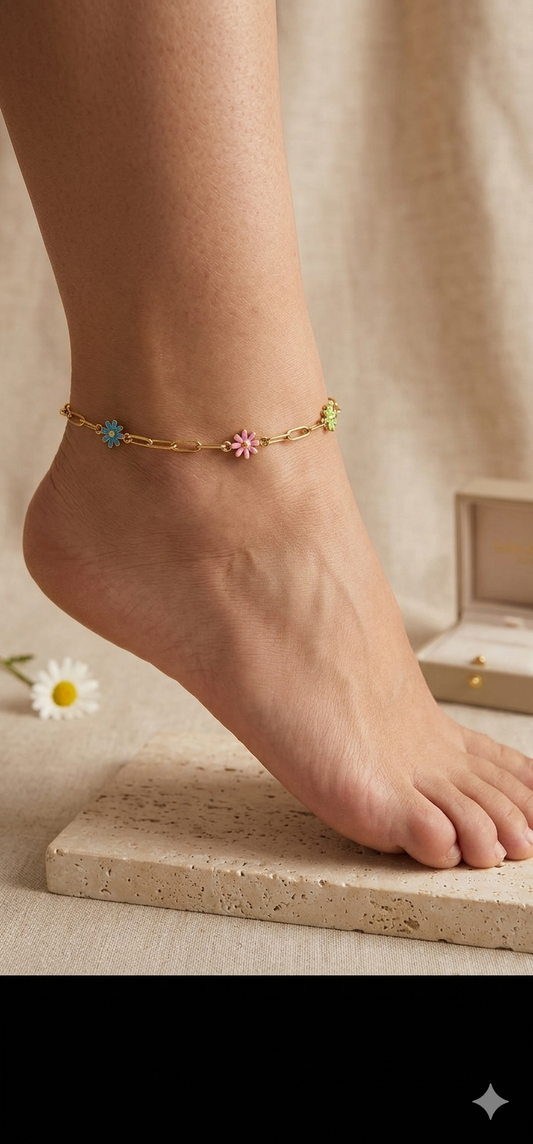 Chaîne cheville fleur