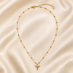 Collier enfant Petite Libellule scintillante en acier inoxydable doré