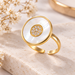 Bague Tourbillon nacrée réglable en acier inoxydable doré