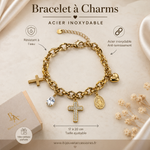 Bracelet à Charms Doré – Acier Inoxydable (Ajustable 17-20 cm)