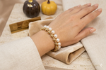 Bracelet Double Rang en Acier Inoxydable  Perles & Billes Dorées