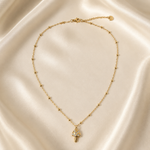 Collier enfant Petit Champignon scintillant en acier inoxydable doré