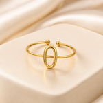 Bague Ovale dorée réglable en acier inoxydable