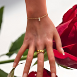Bracelet Fin Perle Nacrée et Zirconium - Acier Inoxydable Doré -