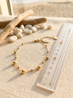 Chaîne de Cheville Perles en Acier Inoxydable Doré