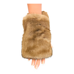 Mitaines en fausse fourrure taupe