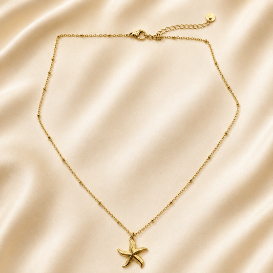 Collier Étoile de mer doré en acier inoxydable