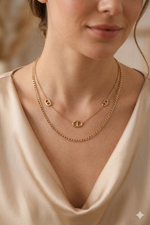 Collier Double Rang "Olympe" – Acier Inoxydable Or
