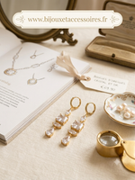 Boucles d'Oreilles Pendantes "Aura" en Acier Inoxydable Doré