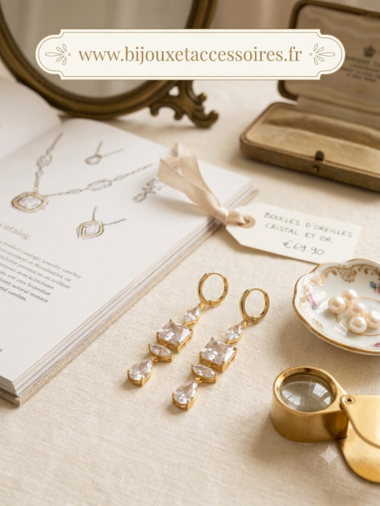 Boucles d'Oreilles Pendantes "Aura" en Acier Inoxydable Doré