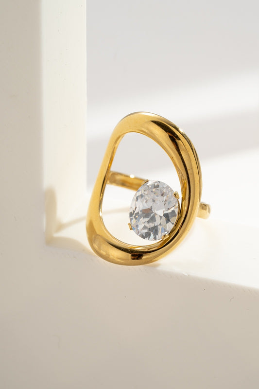 Bague Éclat Cristal Doré Cadre